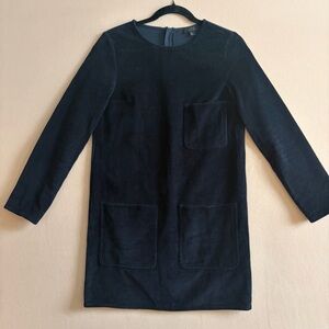 COS‎ Contemporary Corduroy Shift Dress Navy Long Sleeve size 2 Pockets